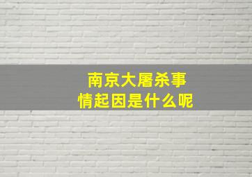 南京大屠杀事情起因是什么呢