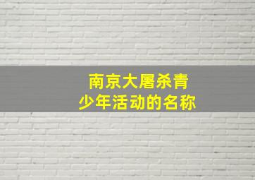 南京大屠杀青少年活动的名称