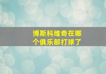 博斯科维奇在哪个俱乐部打球了