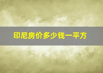 印尼房价多少钱一平方