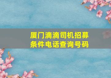 厦门滴滴司机招募条件电话查询号码