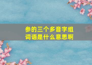 参的三个多音字组词语是什么意思啊