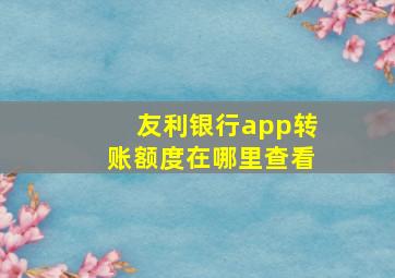 友利银行app转账额度在哪里查看