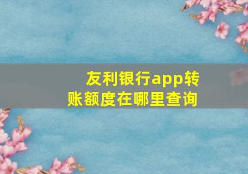 友利银行app转账额度在哪里查询