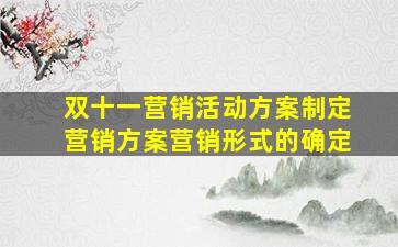 双十一营销活动方案制定营销方案营销形式的确定