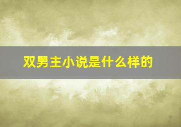 双男主小说是什么样的