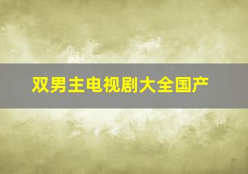 双男主电视剧大全国产