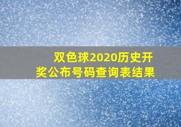 双色球2020历史开奖公布号码查询表结果