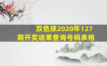 双色球2020年127期开奖结果查询号码表格