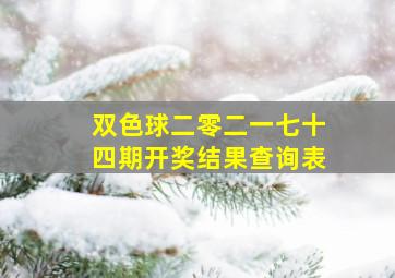 双色球二零二一七十四期开奖结果查询表