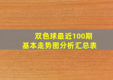 双色球最近100期基本走势图分析汇总表