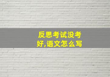 反思考试没考好,语文怎么写