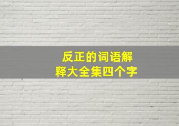 反正的词语解释大全集四个字