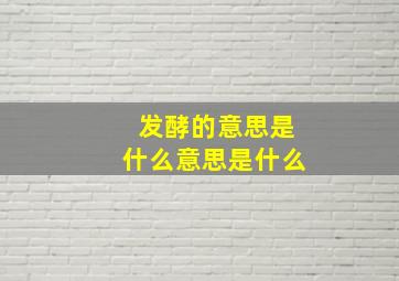 发酵的意思是什么意思是什么