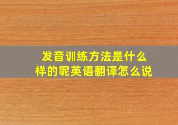 发音训练方法是什么样的呢英语翻译怎么说