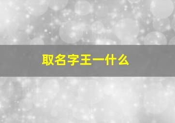 取名字王一什么