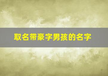 取名带豪字男孩的名字