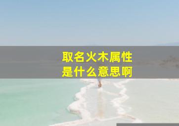 取名火木属性是什么意思啊