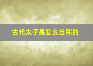 古代太子是怎么自称的