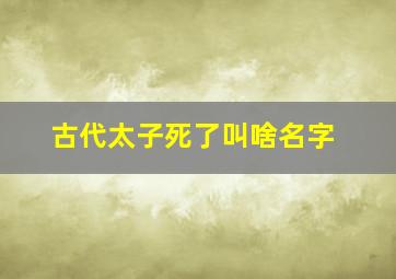 古代太子死了叫啥名字