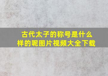 古代太子的称号是什么样的呢图片视频大全下载