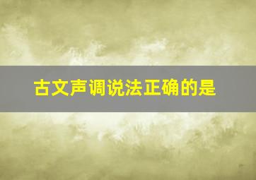 古文声调说法正确的是