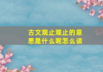 古文观止观止的意思是什么呢怎么读