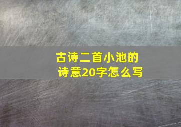 古诗二首小池的诗意20字怎么写