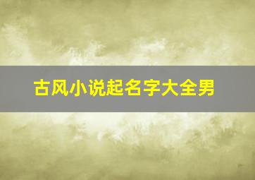 古风小说起名字大全男