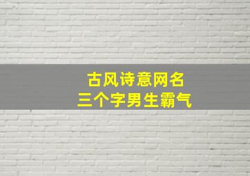 古风诗意网名三个字男生霸气