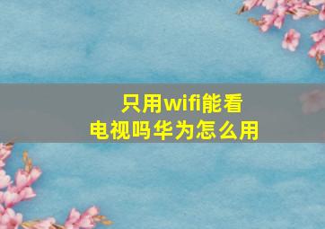 只用wifi能看电视吗华为怎么用