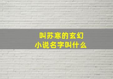 叫苏寒的玄幻小说名字叫什么