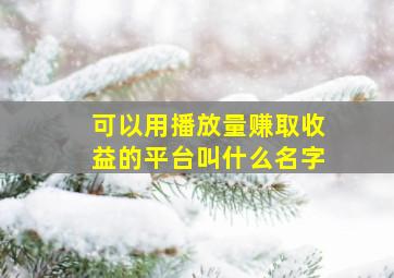 可以用播放量赚取收益的平台叫什么名字