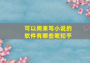 可以用来写小说的软件有哪些呢知乎