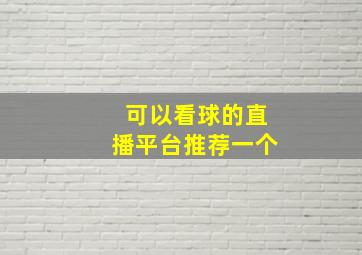 可以看球的直播平台推荐一个