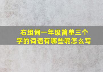 右组词一年级简单三个字的词语有哪些呢怎么写