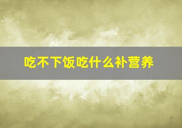 吃不下饭吃什么补营养