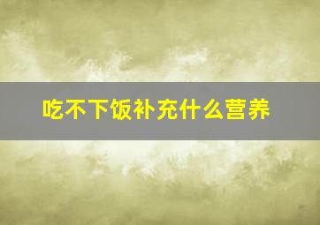 吃不下饭补充什么营养