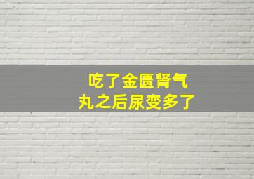 吃了金匮肾气丸之后尿变多了