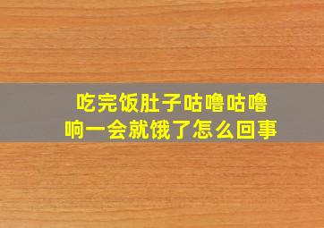 吃完饭肚子咕噜咕噜响一会就饿了怎么回事