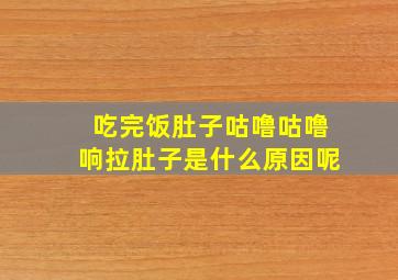 吃完饭肚子咕噜咕噜响拉肚子是什么原因呢