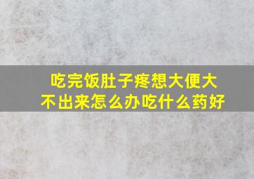 吃完饭肚子疼想大便大不出来怎么办吃什么药好