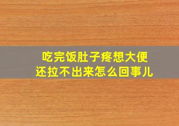 吃完饭肚子疼想大便还拉不出来怎么回事儿