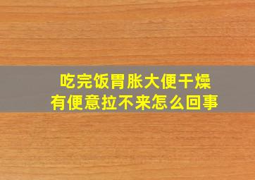 吃完饭胃胀大便干燥有便意拉不来怎么回事