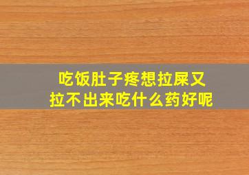 吃饭肚子疼想拉屎又拉不出来吃什么药好呢