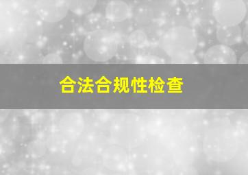 合法合规性检查