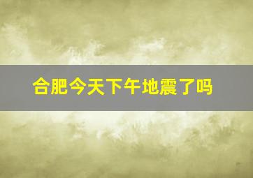 合肥今天下午地震了吗