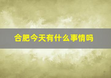 合肥今天有什么事情吗