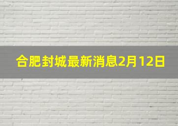 合肥封城最新消息2月12日