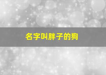 名字叫胖子的狗